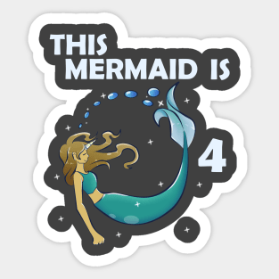 4th Birthday Mermaid Sticker